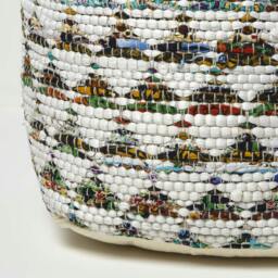 Rackhams Cream Chindi Design Bean Filled Pouffe - 40 x 40 x 40 cm - thumbnail 4