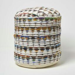 Rackhams Cream Chindi Design Bean Filled Pouffe - 40 x 40 x 40 cm - thumbnail 6