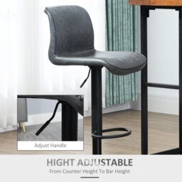 Rackhams Retro Barstools Set of 2 PU Leather Adjustable Height Swivel Bar Chairs - thumbnail 4