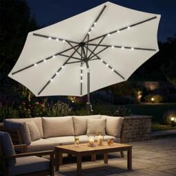 Rackhams 2.6 m Garden Parasol Umbrella with Light, Outdoor Patio Umbrella - Garden Parasol - Cream - 263 x 263 x 245 cm - thumbnail 1