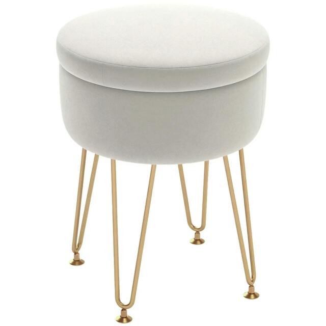 Rackhams 5L Velvet-Feel Storage Ottoman - Cream White