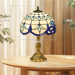 Rackhams Stained Glass Table Lamp, for Bedroom Bedside - thumbnail 3
