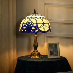 Rackhams Stained Glass Table Lamp, for Bedroom Bedside - thumbnail 1