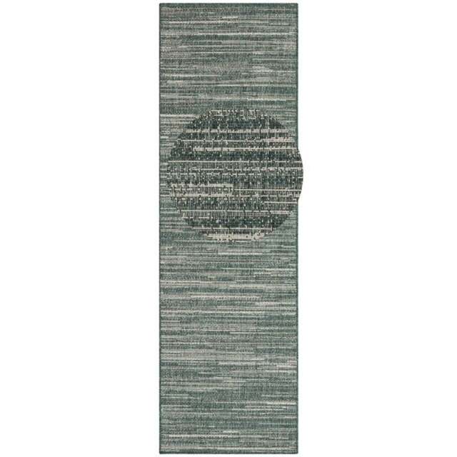 Rackhams Mèlange Reversible Indoor & Outdoor Green Rug - 80X250 cm