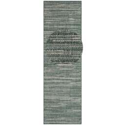 Rackhams Mèlange Reversible Indoor & Outdoor Green Rug - 80X250 cm - thumbnail 1