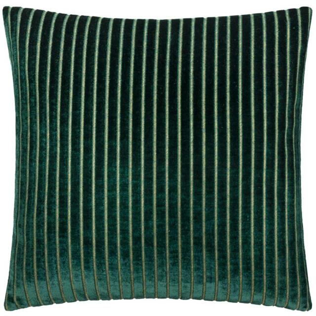 Rackhams Savoy Velvet Stripe Cushion Cover - Emerald - 50cm x 50cm - Emerald - 100% Polyester - image 1