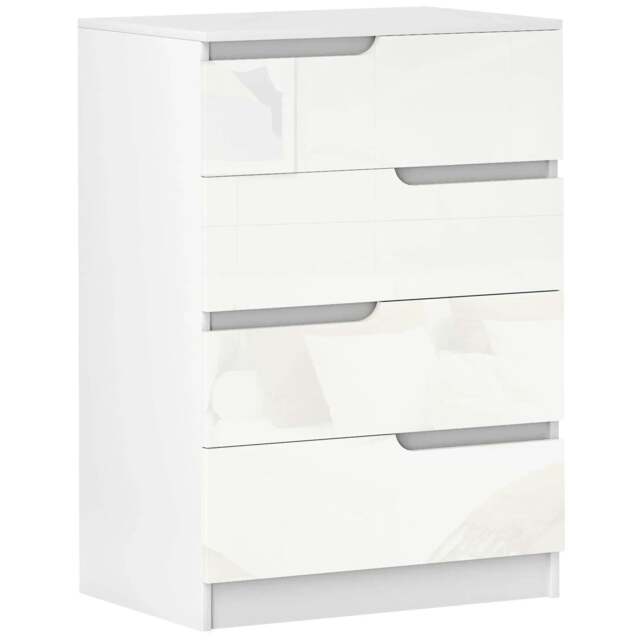 Rackhams Chest of Four High Gloss Front Drawers - White
