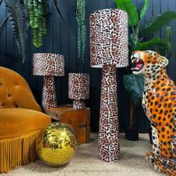 Rackhams Handmade Velvet Portable lamps in Luxe Leopard - Maxi - 112cm Height - Rechargeable LED Bulb - thumbnail 1