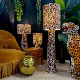 Rackhams Handmade Velvet Portable lamps in Luxe Leopard - Maxi - 112cm Height - Rechargeable LED Bulb - thumbnail 2