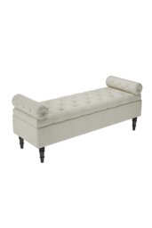Rackhams Tufted Flip Top Storage Bench with Side Arms Beige - Beige - thumbnail 4