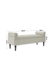 Rackhams Tufted Flip Top Storage Bench with Side Arms Beige - Beige - thumbnail 3