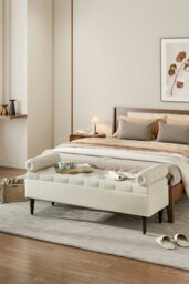Rackhams Tufted Flip Top Storage Bench with Side Arms Beige - Beige