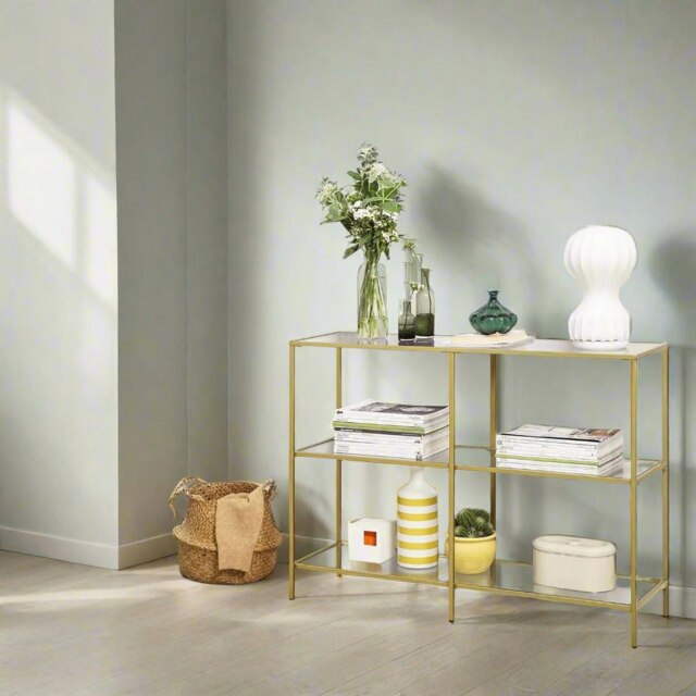 Rackhams 3-Tier Console Table with Tempered Glass Display Shelf - image 1