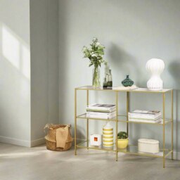 Rackhams 3-Tier Console Table with Tempered Glass Display Shelf - thumbnail 1
