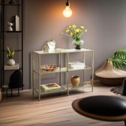 Rackhams 3-Tier Console Table with Tempered Glass Display Shelf - thumbnail 4