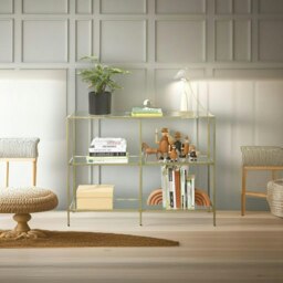 Rackhams 3-Tier Console Table with Tempered Glass Display Shelf - thumbnail 2