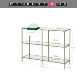 Rackhams 3-Tier Console Table with Tempered Glass Display Shelf - thumbnail 3