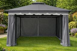 Rackhams Gazebo Curtains Set  Grey - Glendale Monaco 3m 4m Waterproof Side Panels - 4m x 3m - thumbnail 1