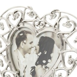 Rackhams Heart Themed 4x4 Silver Picture Frame with Small Diamante Crystals - thumbnail 4