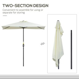 Rackhams Balcony Half Parasol Semi Round Umbrella Patio Crank Handle (2.3 m, Beige)- NO BASE INCLUDED - thumbnail 3