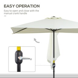 Rackhams Balcony Half Parasol Semi Round Umbrella Patio Crank Handle (2.3 m, Beige)- NO BASE INCLUDED - thumbnail 4