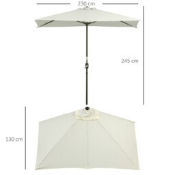 Rackhams Balcony Half Parasol Semi Round Umbrella Patio Crank Handle (2.3 m, Beige)- NO BASE INCLUDED - thumbnail 5