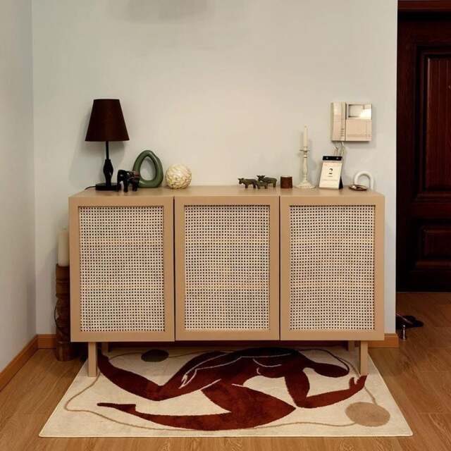 Rackhams Gummy Cane Shoe Storage, Natural Rattan & Oak - White - image 1