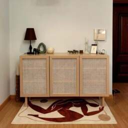 Rackhams Gummy Cane Shoe Storage, Natural Rattan & Oak - White - thumbnail 1