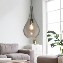 Rackhams Teardrop Smoked Light Shade Ceiling Pendant Grey - thumbnail 2