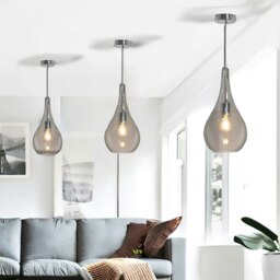 Rackhams Teardrop Smoked Light Shade Ceiling Pendant Grey - thumbnail 5