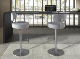 Rackhams Swivel Stool in Light Grey Marbled Fabric 4230 - thumbnail 4
