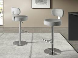 Rackhams Swivel Stool in Light Grey Marbled Fabric 4230 - thumbnail 6