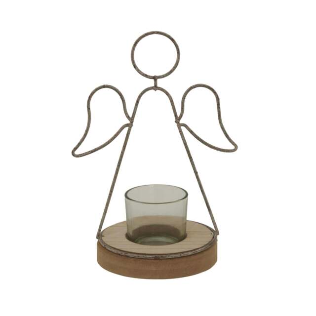 Rackhams Outline Angel Tealight Holder - Brown/Silver - Brown/Silver - 19cm x 9cm x 13cm - 100% Mixed - image 1