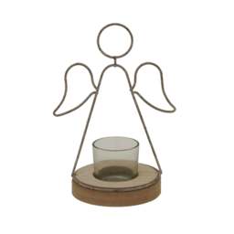 Rackhams Outline Angel Tealight Holder - Brown/Silver - Brown/Silver - 19cm x 9cm x 13cm - 100% Mixed - thumbnail 1