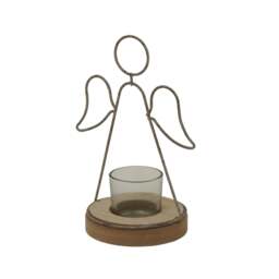 Rackhams Outline Angel Tealight Holder - Brown/Silver - Brown/Silver - 19cm x 9cm x 13cm - 100% Mixed - thumbnail 2