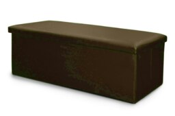 Rackhams Faux Leather Storage Ottoman - 76cm x 38cm Foldable - White - thumbnail 4