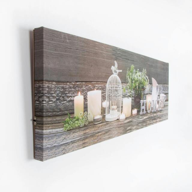 Rackhams Home LED Printed Canvas Wall Art - Beige - image 1