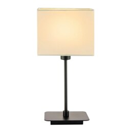 Rackhams Contemporary Matte Black Bedside Table Lamp with White Cotton Fabric Shade - thumbnail 3