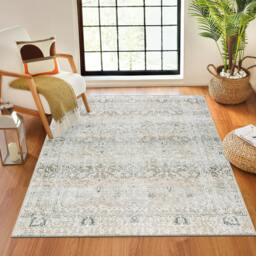 Rackhams Our Pnw Home Rainier-Washable Brown Green Traditional Vintage Boho Rug - 160 x 220 cm - thumbnail 1