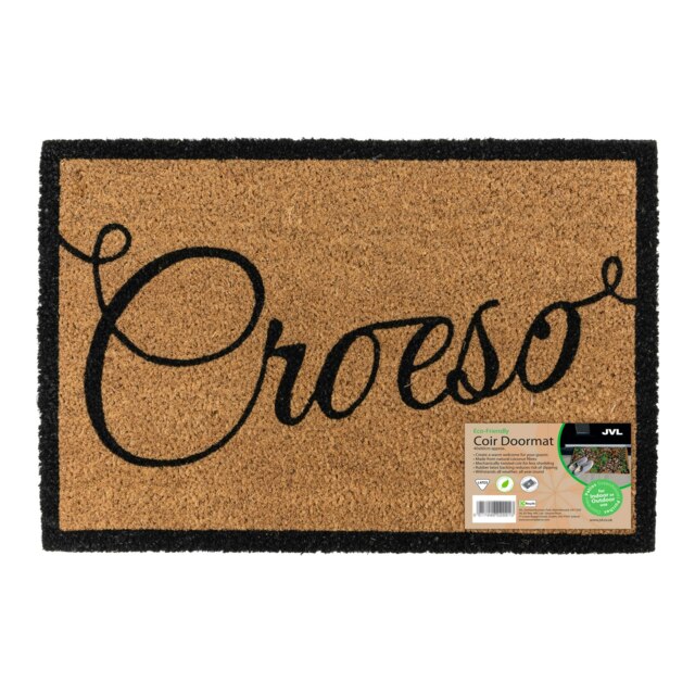 Rackhams Eco-Friendly Latex Backed Coir Entrance Doormat, 40x60cm - Croeso - 40x60cm - 1 - image 1
