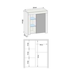 Rackhams 83cm Grey Cabinet Cupboard Sideboard with High Gloss Door and Free LED Lights - 83 cm  - MDF/Chipboard - White Matt Body & Grey Gloss Door - thumbnail 4