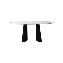 Rackhams Rosemary Oval Dining Table - Black & White Marble - Black & White Marble - thumbnail 1
