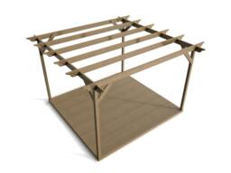 Rackhams Orchid Wooden Pergola and Decking Kit - Natural (Light Green) - 3m x 3m - thumbnail 4