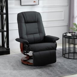 Rackhams Manual Recliner Swivel Reclining Chair with Footrest Armrests, Black - Black - thumbnail 2