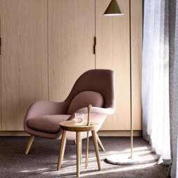 Rackhams Fredericia Swoon Armchair And Footstool, Velvet - White ( With Walnut Legs ) - thumbnail 4