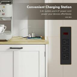Rackhams 175cm Tall Kitchen Cabinet with Rubbish Bin, White - thumbnail 4