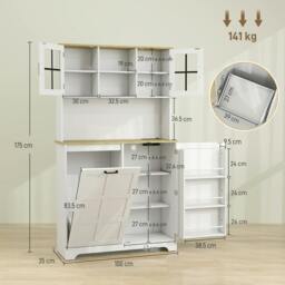 Rackhams 175cm Tall Kitchen Cabinet with Rubbish Bin, White - thumbnail 3