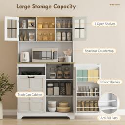 Rackhams 175cm Tall Kitchen Cabinet with Rubbish Bin, White - thumbnail 5