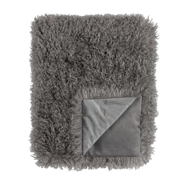 Rackhams Rowan Faux Fur Throw - Grey - 130cm x 175cm - Grey - 100% Polyester - image 1