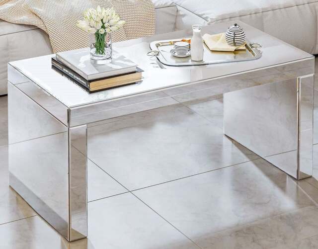 Rackhams Mirrored Glass Rectangular Coffee Table Living Room Furniture - image 1